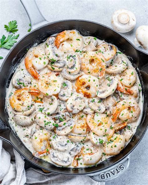 garlic-shrimp-in-creamy-mushroom-sauce-healthy image