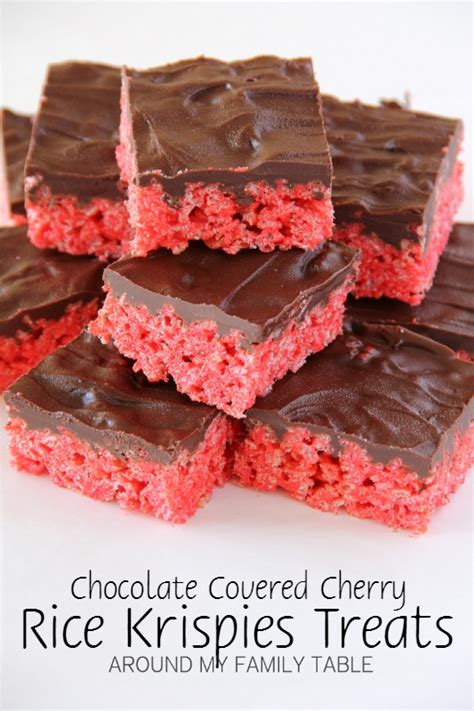 chocolate-covered-cherry-rice-krispies-treats image