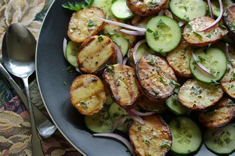 grilled-potato-salad-with-cucumbers-and-fresh-herbs image