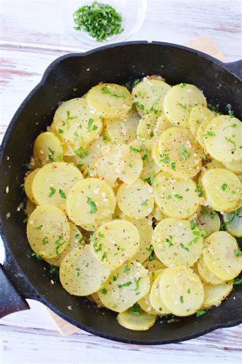 smothered-potatoes-recipe-made-with-garlic-and-onions image