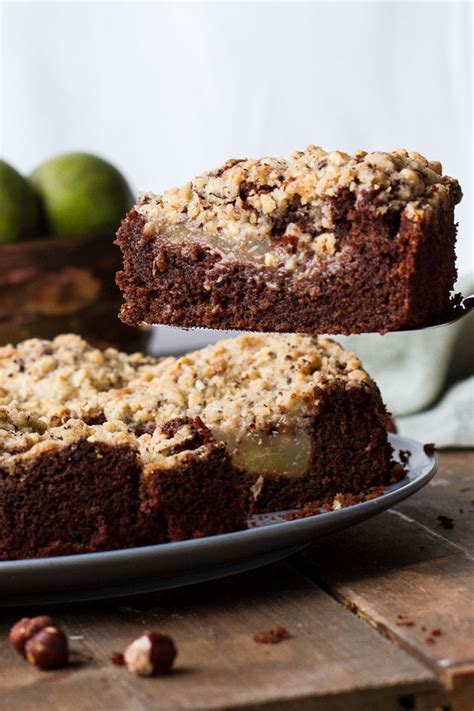 chocolate-pear-cake-with-hazelnut-crumb-topping image
