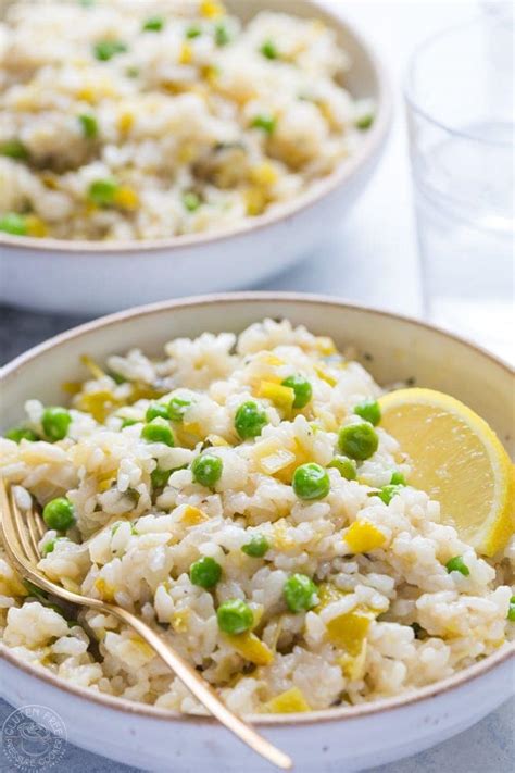 pressure-cooker-risotto-with-leeks-peas-and-lemon image
