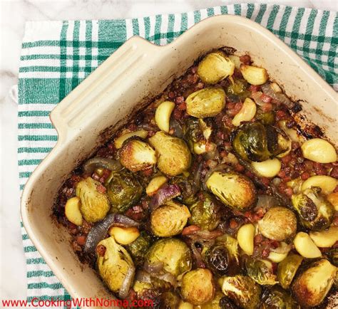 roasted-brussels-sprouts-with-red-onion-and-prosciutto image