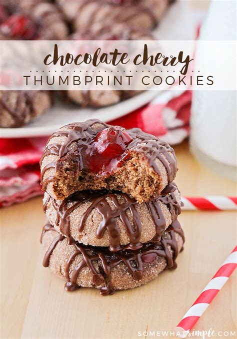chocolate-cherry-thumbprint-cookies-somewhat-simple image