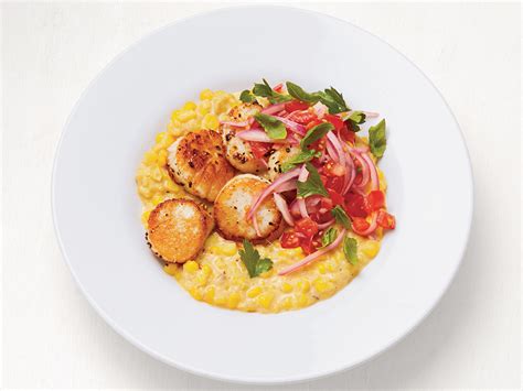 seared-scallops-with-creamed-corn-food-network image