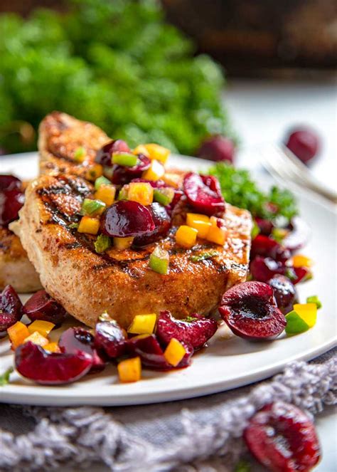 grilled-pork-chops-and-cherry-salsa-kevin-is-cooking image