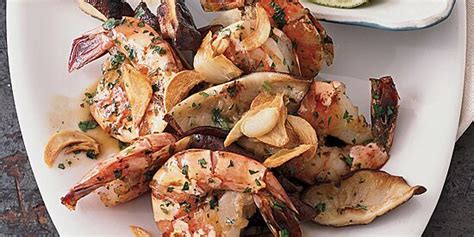 jumbo-shrimp-with-mushrooms-and-garlic-recipe-food image