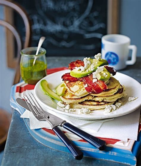 buttermilk-pancakes-with-bacon-and-avocado image