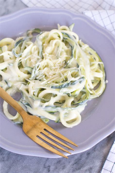 lightened-up-5-ingredient-zucchini-noodle-alfredo image