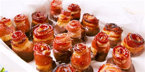 how-to-make-chocolate-dipped-bacon-roses-delish image