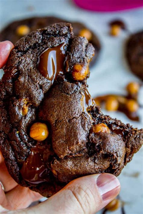 double-chocolate-cookies-with-caramel-bits-the image