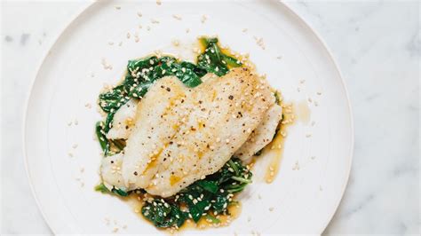 seared-flounder-with-sesame-spinach-recipe-bon image