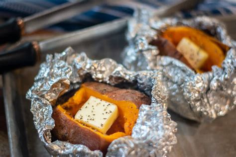 grilled-sweet-potatoes-in-foil-kitchen-laughter image