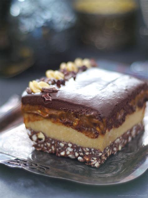 layered-caramel-nougat-chocolate-slice image