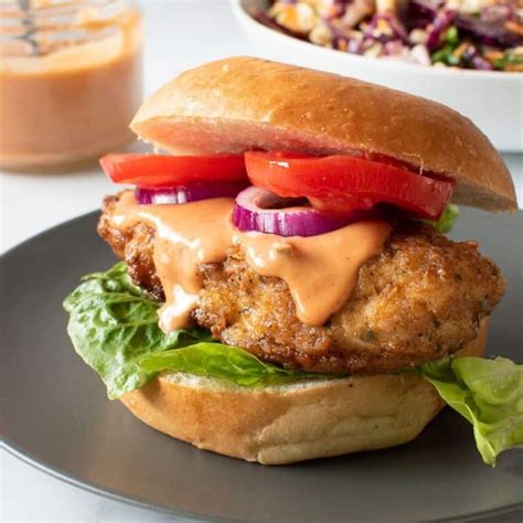 easy-crispy-chicken-burger-so-delicious-hint-of-healthy image