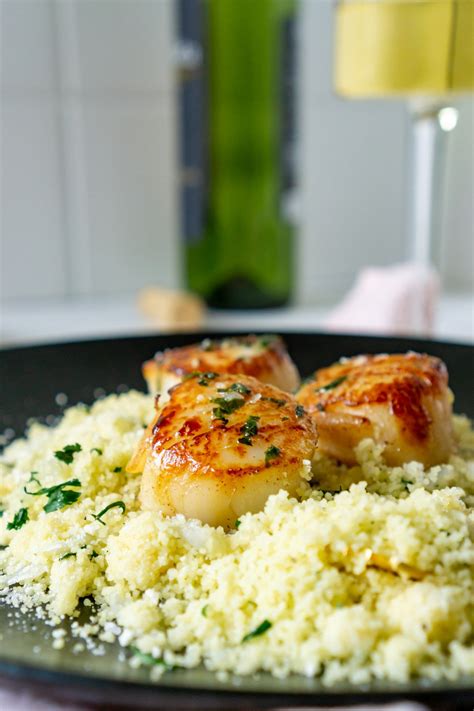 basil-butter-scallops-with-moroccan-couscous-jz-eats image
