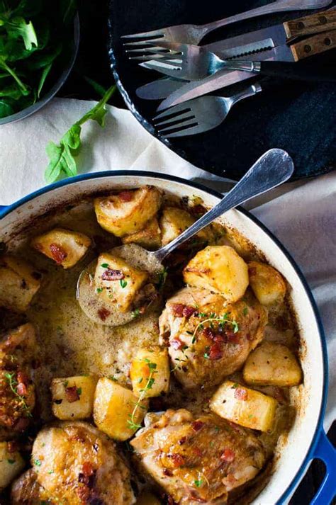 baked-honey-mustard-chicken-with-potatoes-bacon image