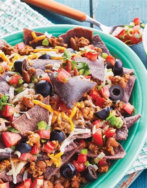 loaded-nachos-with-blue-corn-tortilla-chips image