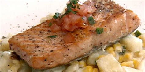 seared-salmon-over-risotto-style-potatoes-and-corn image