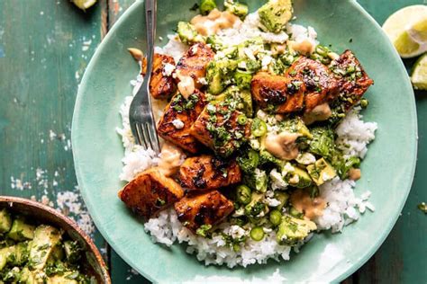 spicy-chipotle-honey-salmon-bowls-half-baked-harvest image