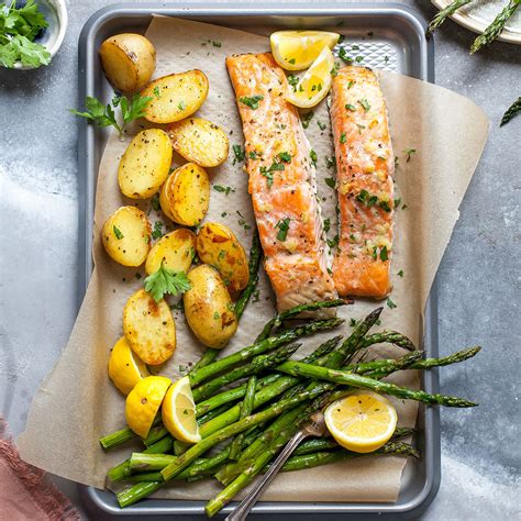 garlic-butter-roasted-salmon-with-potatoes-asparagus image