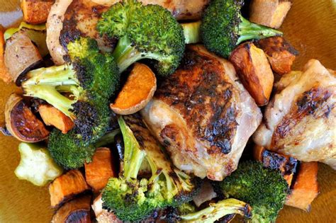 roasted-sheet-pan-chicken-sweet-potatoes-and-broccoli image