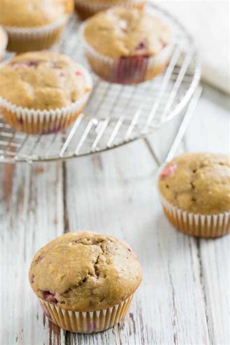 healthy-strawberry-rhubarb-muffins-overtime-cook image
