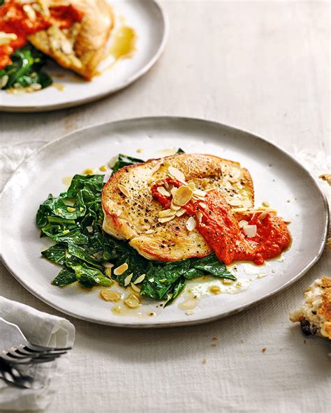 chicken-with-smoky-romesco-sauce-and-garlicky-greens image