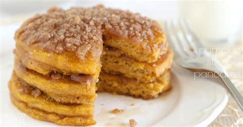 fluffy-pumpkin-cinnamon-streusel-pancakes image