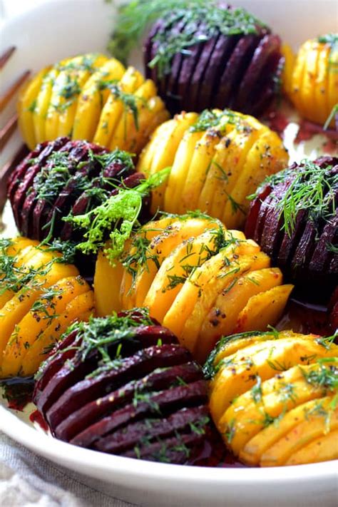 roasted-hasselback-beets-recipe-with-dill-dressing image