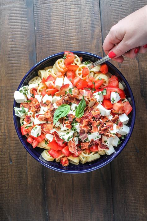 tomato-mozzarella-basil-and-bacon-pasta-salad image