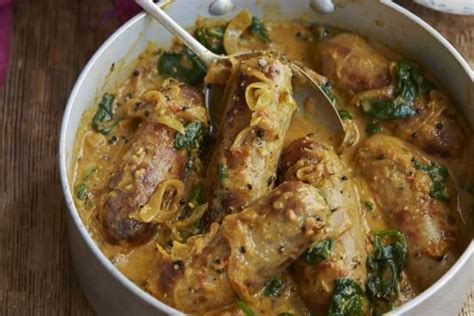 curried-sausages-and-spinach-recipe-lovefoodcom image