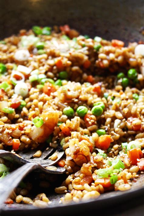 barley-fried-rice-with-marinated-shrimp-the-garlic image