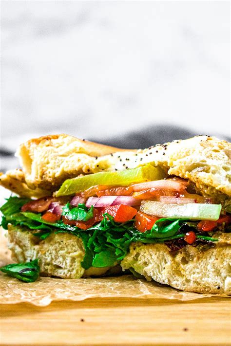 veggie-bagel-sandwich-recipe-15-minute-vegan image