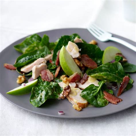 spinach-salad-with-smoked-chicken-apple-walnuts image