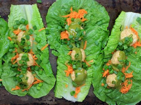 asian-pesto-chicken-meatball-lettuce-wraps-food image