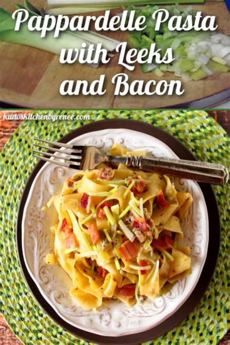 easy-pappardelle-pasta-with-leeks-and-bacon image
