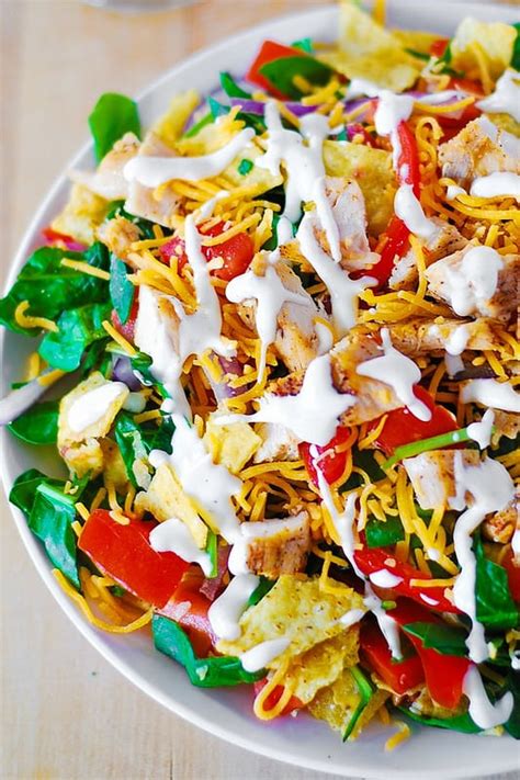 chicken-taco-salad-with-spinach-tomatoes-and-cheddar image