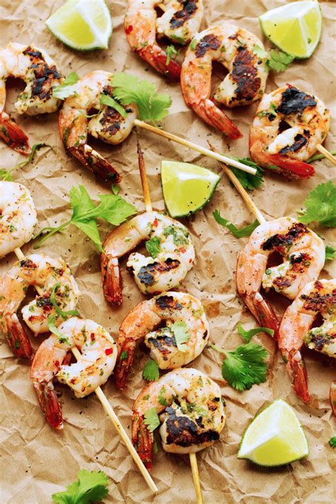 grilled-cilantro-lime-shrimp-skewers-recipe-little image