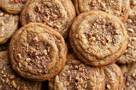 the-best-thick-and-chewy-brown-butter-toffee-cookies image