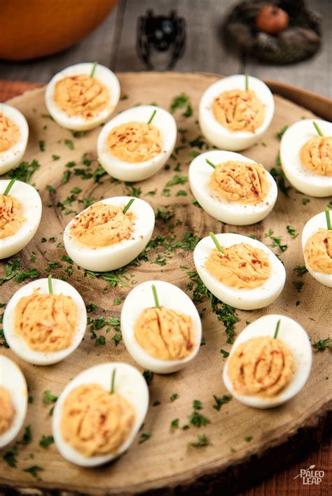 roasted-red-pepper-deviled-eggs-recipe-paleo-leap image