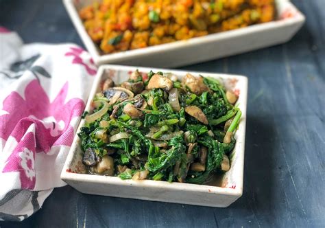 spinach-mushroom-stir-fry-recipe-by-archanas-kitchen image