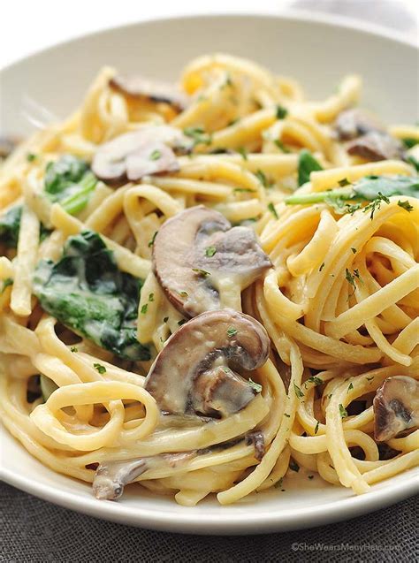 mushroom-florentine-pasta-recipe-she-wears image