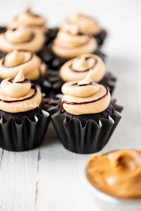 devils-food-cupcakes-with-peanut-butter-frosting image