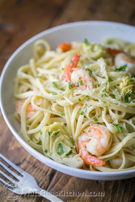shrimp-and-artichoke-linguine-recipe-natashas-kitchen image