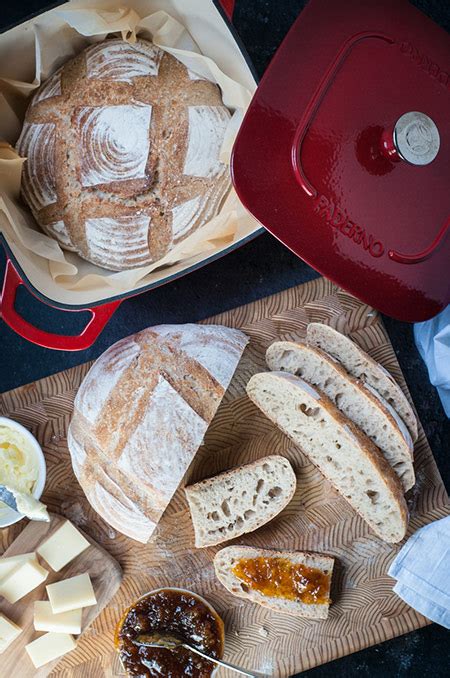 sourdough-bread-with-starter-in-a-dutch-oven-photos image