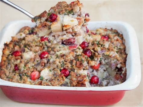 pear-cranberry-and-sausage-stuffing-carolines-cooking image
