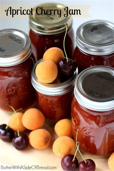 apricot-cherry-jam-butter-with-a-side-of-bread image