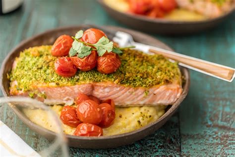 herb-crusted-salmon-with-goat-cheese-polenta-the image