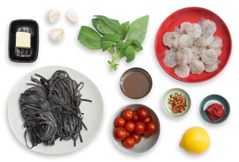 squid-ink-linguine-pasta-with-shrimp-cherry-tomatoes image